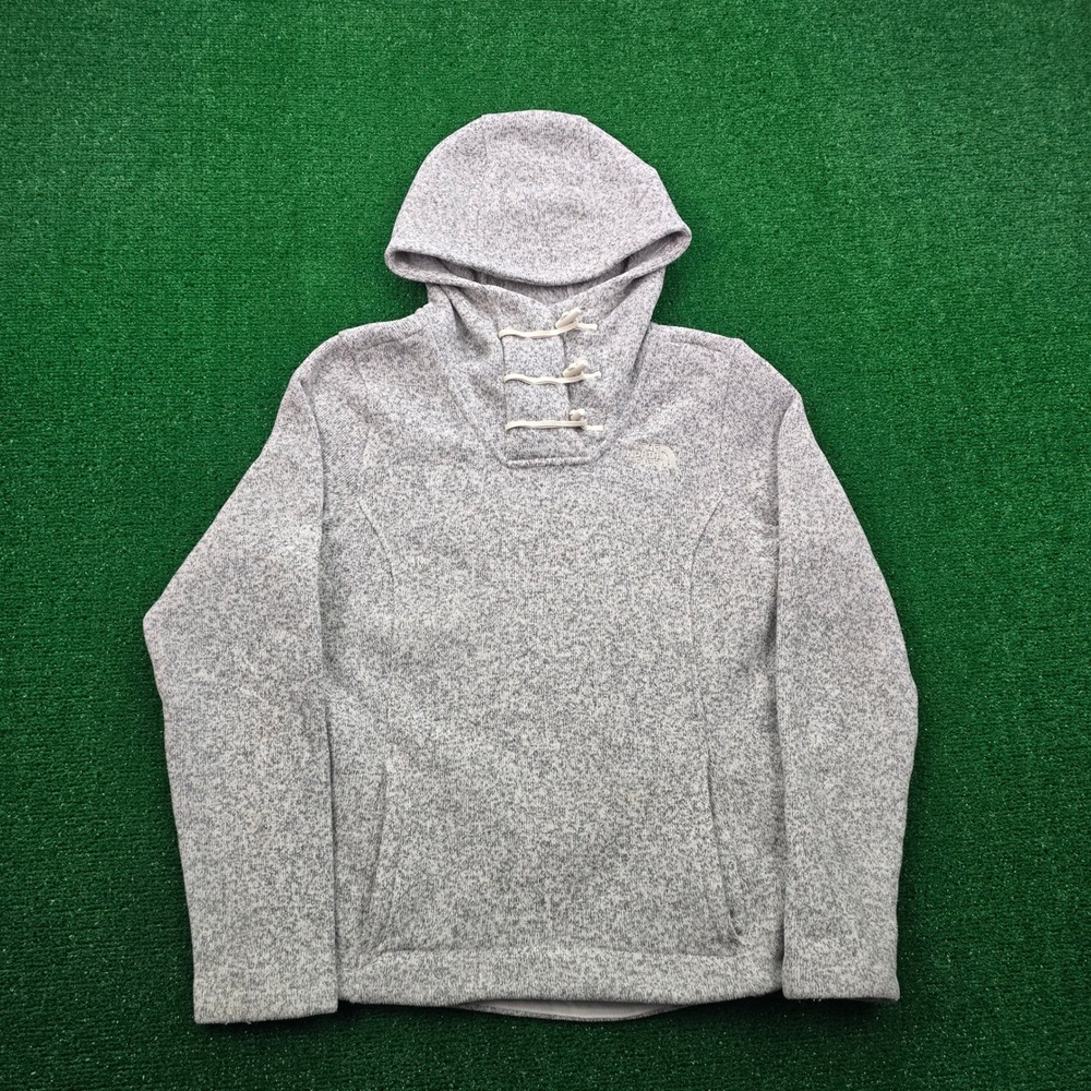 The North Face Crescent Hooded Sweater Womens Medium Gray Knit Fleece Pullover